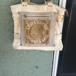 Cream and Tan Women's Bag